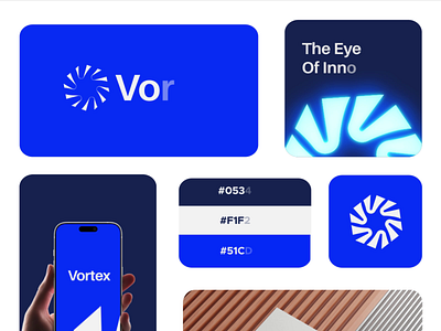 Vortex animated visual identity or brand board animation bento branding graphic design logo minimal modern motion graphics