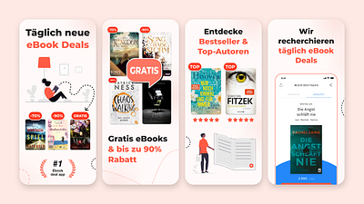 Ebook deal app - screenshots for google play app app store application branding creative design digital google market illustration interface mobile screen screeshots ui