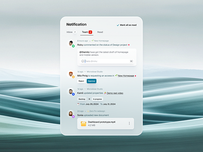 Glassmorphed Notifications bachanek comments drawer glassmorhism kamil microdose modal notification saas