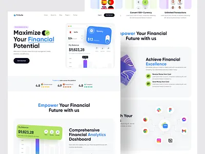 Finance Tracker Landing Page ai saas ai website analytics bank app banking app card finance website landing page saas saas website statistics transactions web web design website