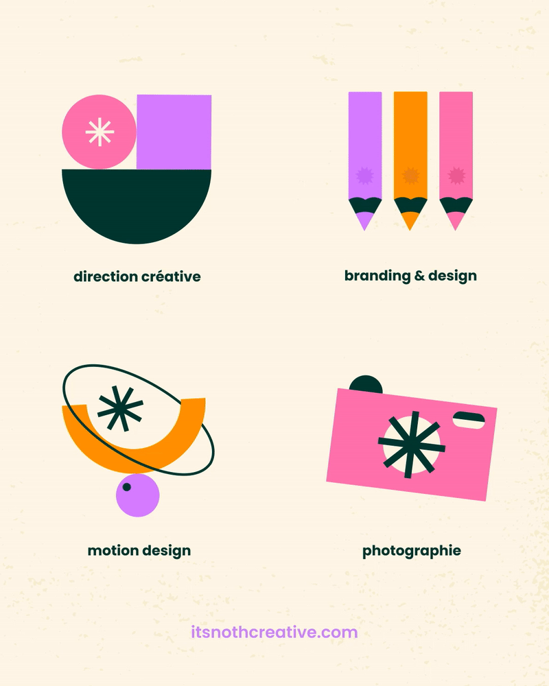 I make your ideas look cool ! branding creative creative direction graphic design motion design photography