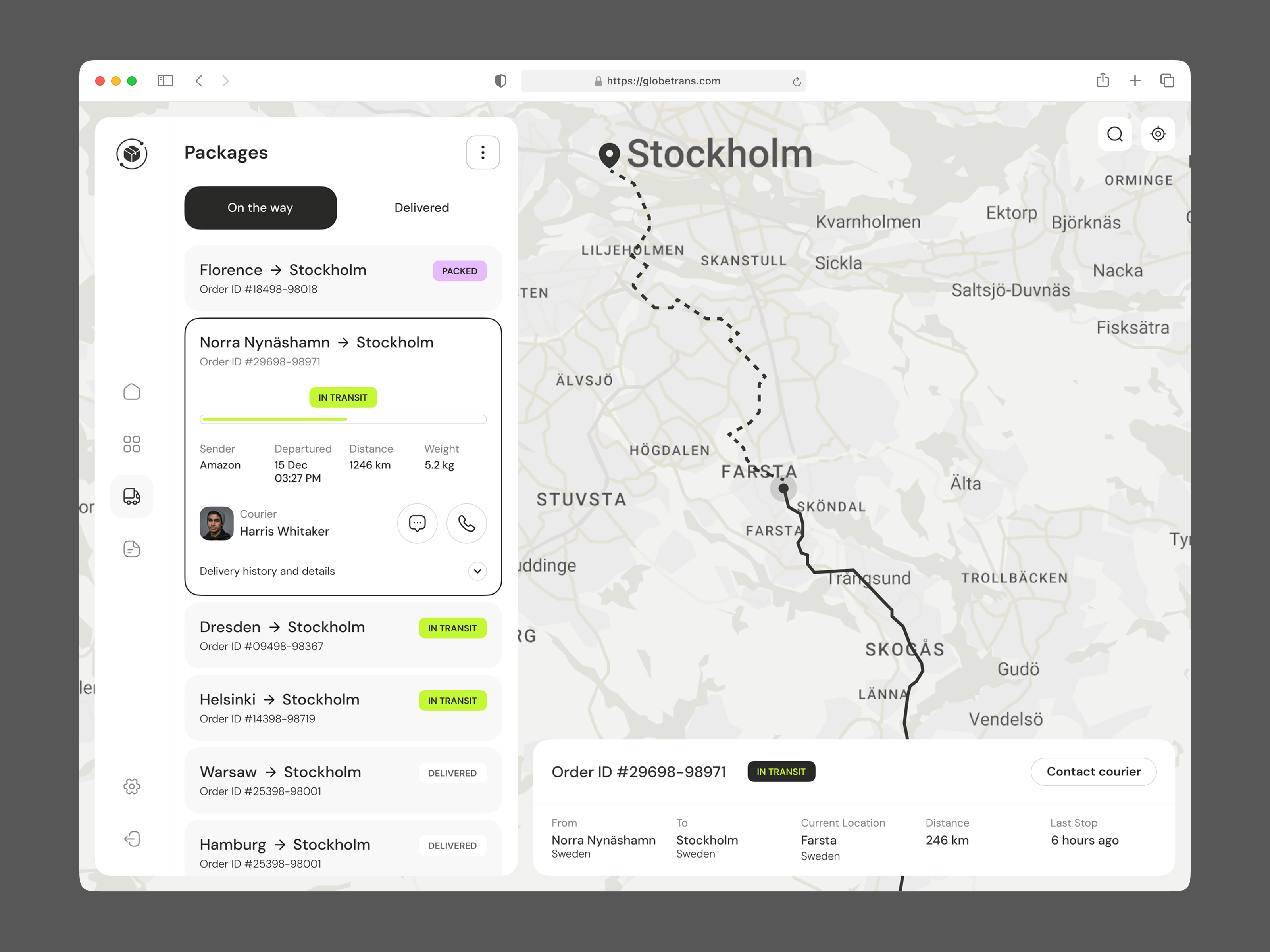 Example of Delivery Web App Design
