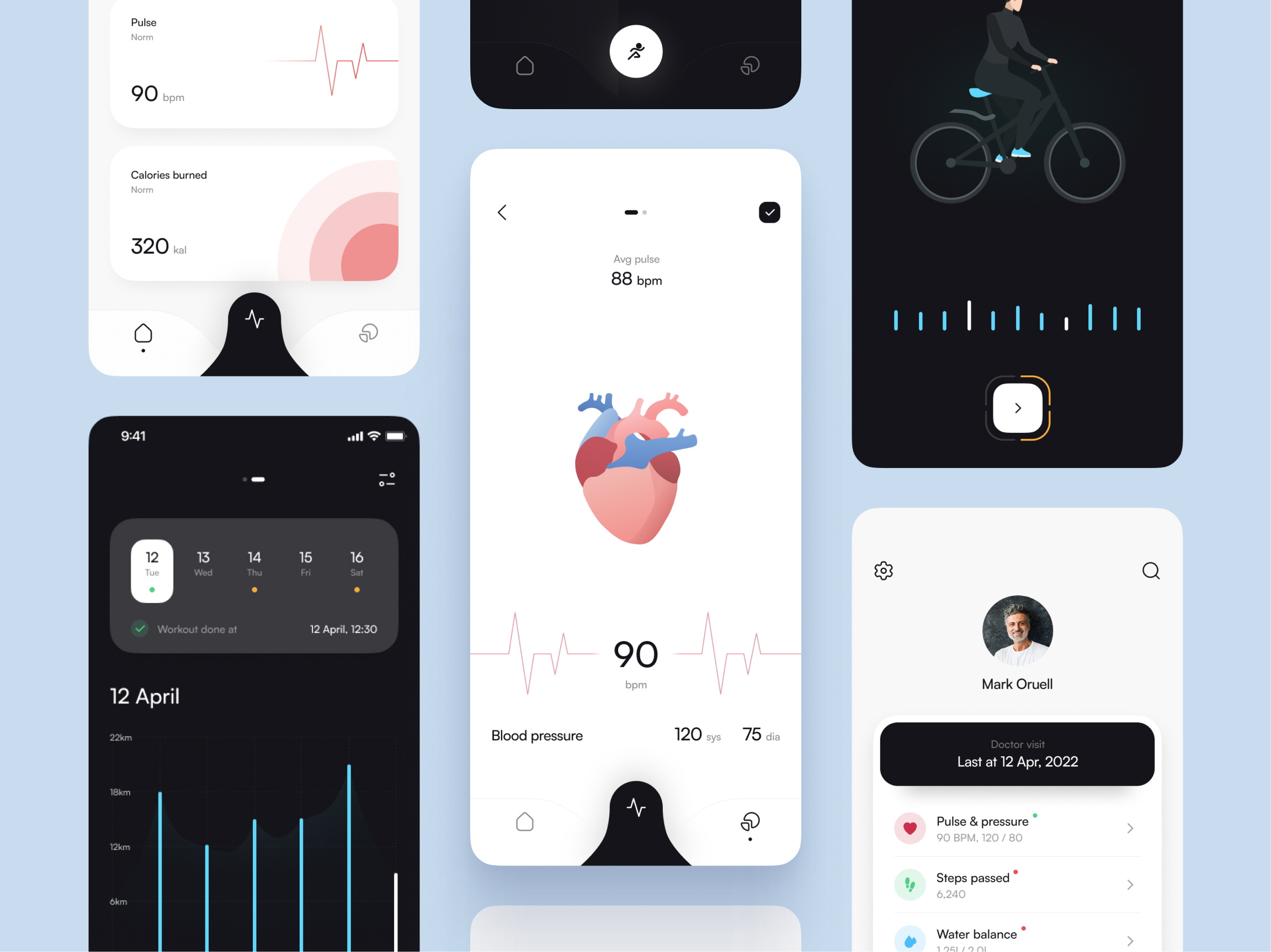 Cycles iOS Sport App UI Kit app app template app ui kit design system fitness app healthcare ios sport app ui ux wellness wellness app