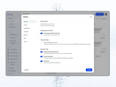 Setting > General dashboardui glassmorphism modernui neumorphism project management settings settingscreen