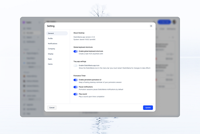 Setting > General dashboardui glassmorphism modernui neumorphism project management settings settingscreen