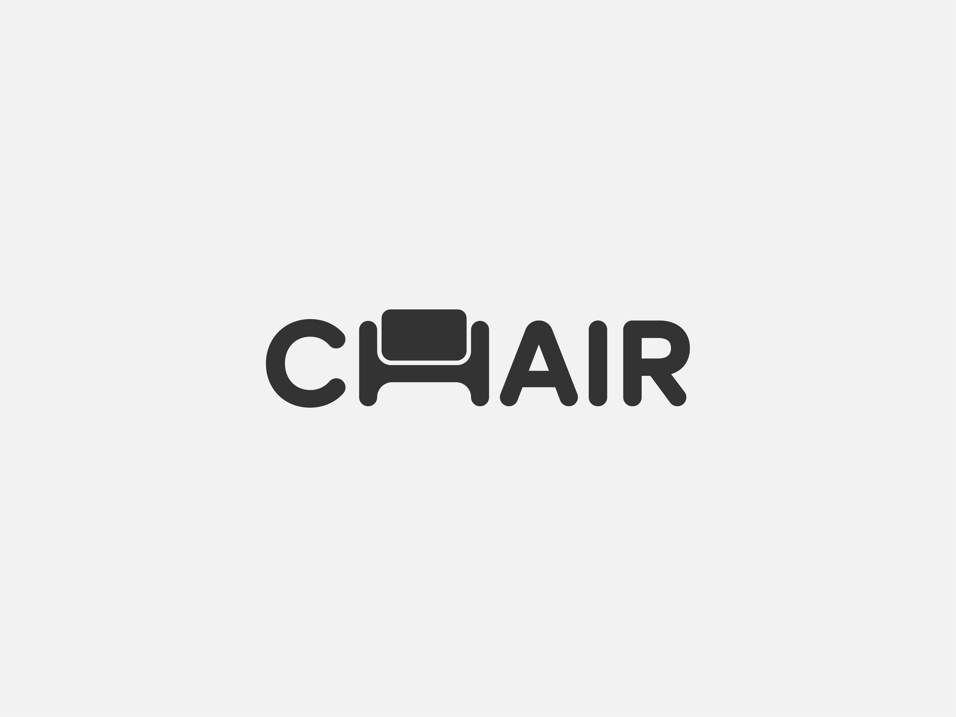 CHAIR – Clever & Minimalist Typographic Logo black and white chair wordmark logo minimal chair logo minimalist chair word mark logo modern chair logo simple chair logo timeless chair logo