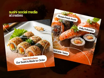 Japanese Food Sushi Social Media Ad Creative | Banner Ads ads ads design banner banner ads banner design campaign design creative design food marketing campaign marketing design restaurant social media social media ads social media banner social media design social media graphics social media templates sushi web design