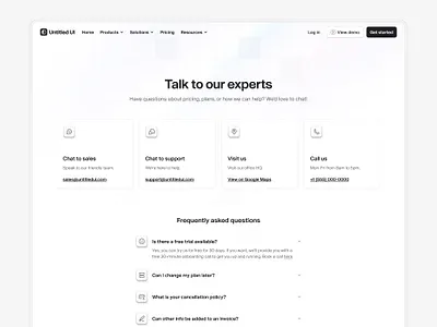 Talk to our experts — Untitled UI about us contact contact us faqs frequently asked questions web design