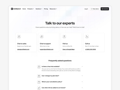 Talk to our experts — Untitled UI about us contact contact us faqs frequently asked questions web design