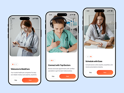 Seamless Medical App Onboarding UI clean ui medical app minimaldesign modern ui design productdesign ui ui design uiux unboarding userexperience