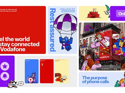 Vodafone: branding animation banner bento design brand branding design graphic design grid identity illustration logo vodafone