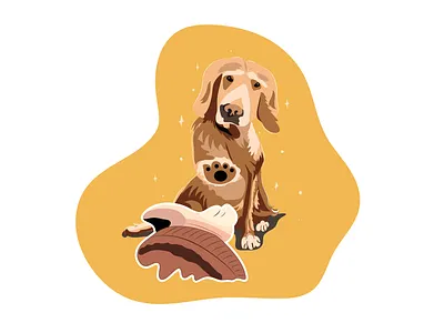 Hold my paw, Hooman ! animal illustration comic style golden retriever graphic design pet illustration