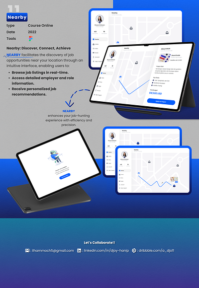 Nearby – Find Your Dream Job Effortlessly! 🎯🚀 adobe xd desain web figma (software) graphic design mobile design mockups ui usability testing user experience (ux) user experience design (ued) user interface design user interface prototyping