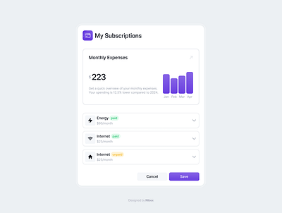 Subscription Widget ⚡️ 3d branding dashboard design design ecommerce website design figma graphic design illustration logo motion graphics product design ui ux website design