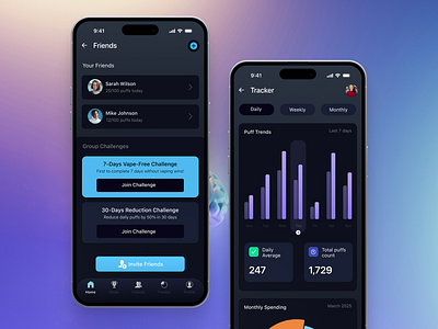 Puff Loss - Mobile App Design clean creative design data design ios minimal design mobile app mobile design puff loss smoking ui ui design user experience user interface design ux ux design