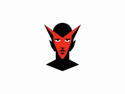 Demon Head Logo bold branding demon design devil emblem entertainment face fantasy gaming geometric icon illustration logo man mark minimalist red sports vector