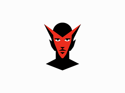 Demon Head Logo bold branding demon design devil emblem entertainment face fantasy gaming geometric icon illustration logo man mark minimalist red sports vector