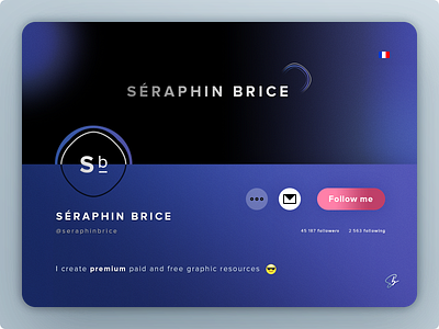 User Profile dark blue sea gradient follow me followers following free freebies .psd photoshop cs6 french freelance graphic design icons designer icon set illustration illustrator ai logo logotype brand branding premium and paid stuff goodies print designer proxima nova dobe fonts family simple widget sunglasses emoji typo typography ui ux designer user profile banner