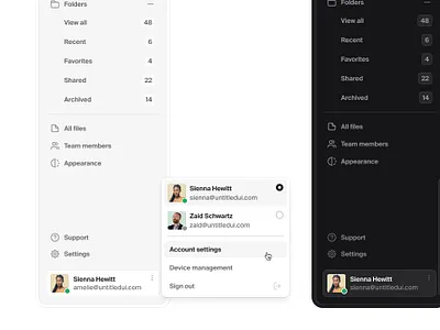 Account menu — Untitled UI account menu navbar product design switch account ui design user interface