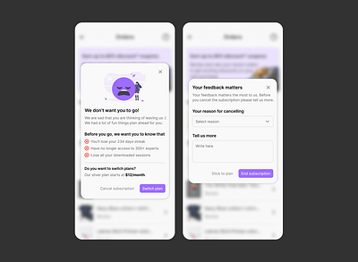 Subscription cancellation subscription cancellation ui ux
