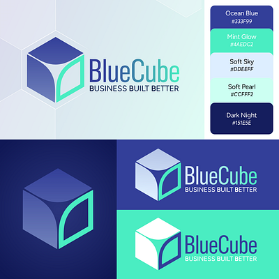 🟦BlueCube Logo Design blue bluecube branding business business card card color cube graphic design green illustration logo red start