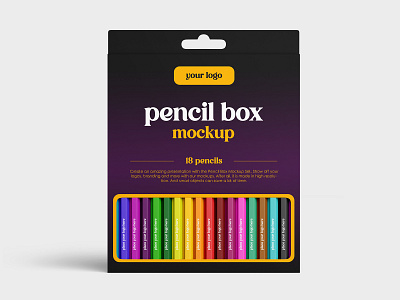 Pencil Box art box carton drawing mockup mockups office pack package paper pencil pencil box pencils school stationery