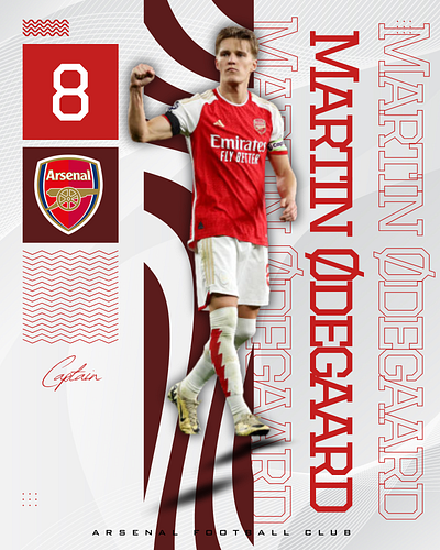 Football Poster Design - Martin Odegaard x Arsenal arsenal football graphic design match day premier league sports design