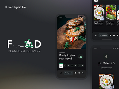 Food. Planner & Delivery App freebie app blur dark theme delivery diet food health logo modern planner simple ui