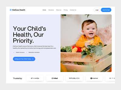 KidCare - Health Care Hero app childcare design health tech hospital website ui ux web design web ui website