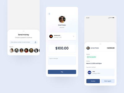 Modern Money Transfer App UI – Clean, Minimal Payment Screens wi bank transfer app clean ui finance app fintech minimal design mobile app mobile app design mobile banking money transfer online payment pay payment payment app payment method payment ui ui ui design ux ux design wallet app