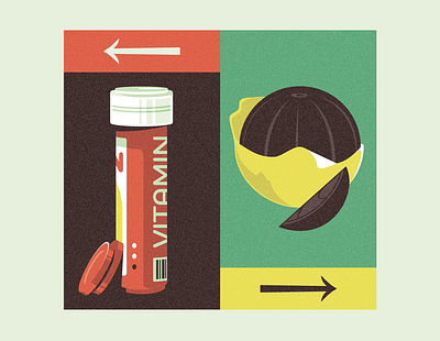 Top in-store and online supermarket frustrations (Which?) chocolate illustration orange vitamin