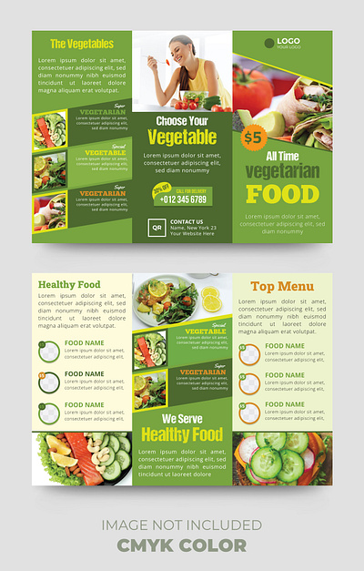 Vegetarian trifold brochure design template presentation