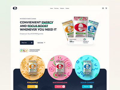 Website for a Performance Nutrition Brand ✦ Echews branding energy gummies performancenutrition ui ux web design website