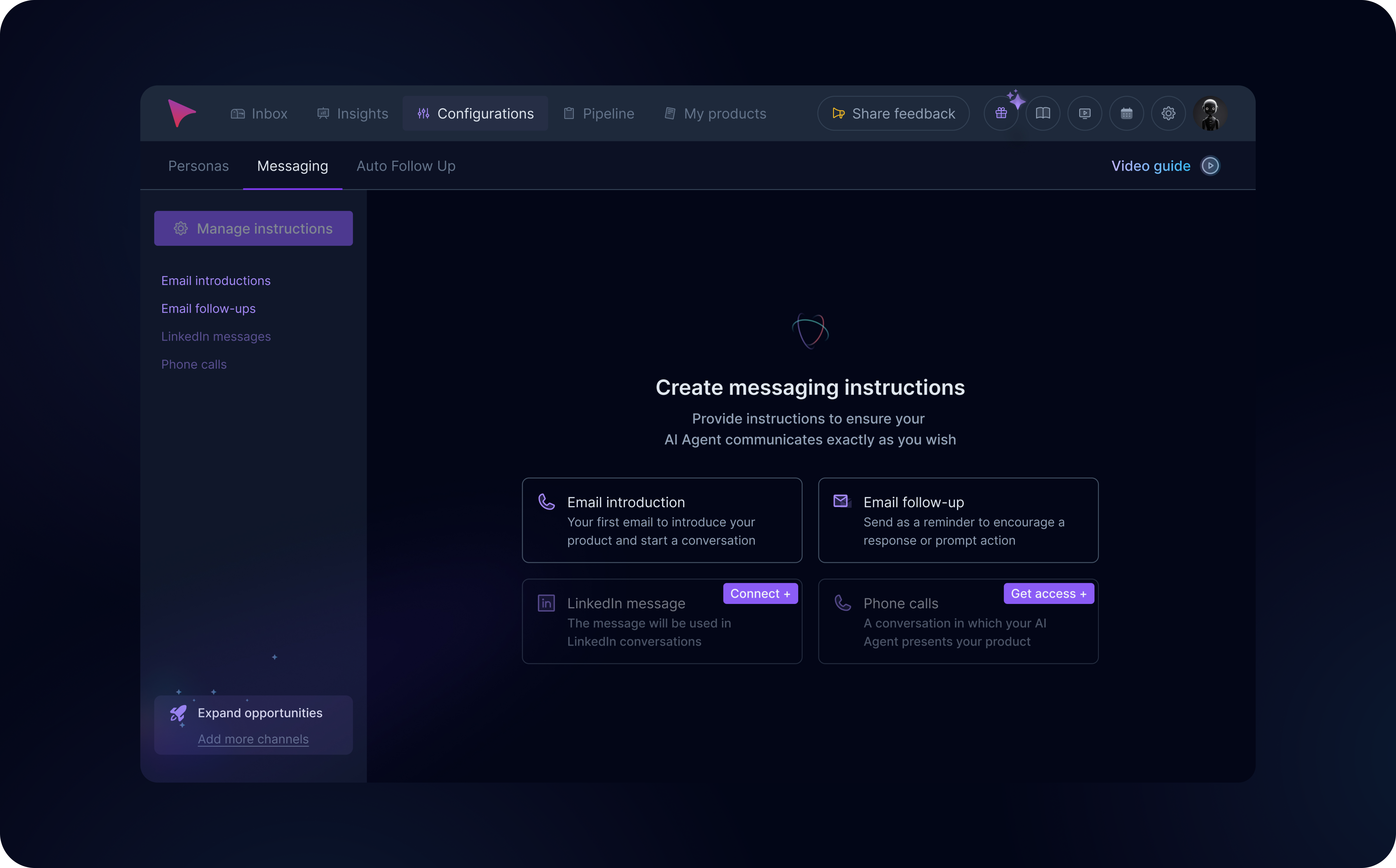 AnyBiz – Messaging Configuration configurations crm lead generation saas