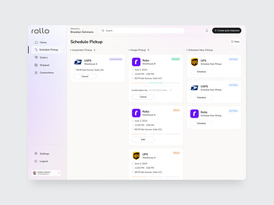 Rollo Ship Manager e commerce ship manager ui ux