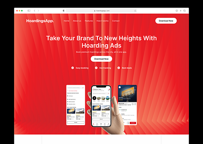 📢✨ HoardItUp—Billboard Advertising Made Easy! 3d behance black design dribble figma html minimal mobileapp mockups promoting promotingwebsite red redish sleack theme ui website