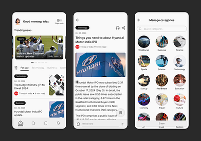 News reading app news app news reading app ui ux