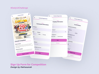 Sign Up Form Competition app competition event form design mobile app sign up sign up form ui ux