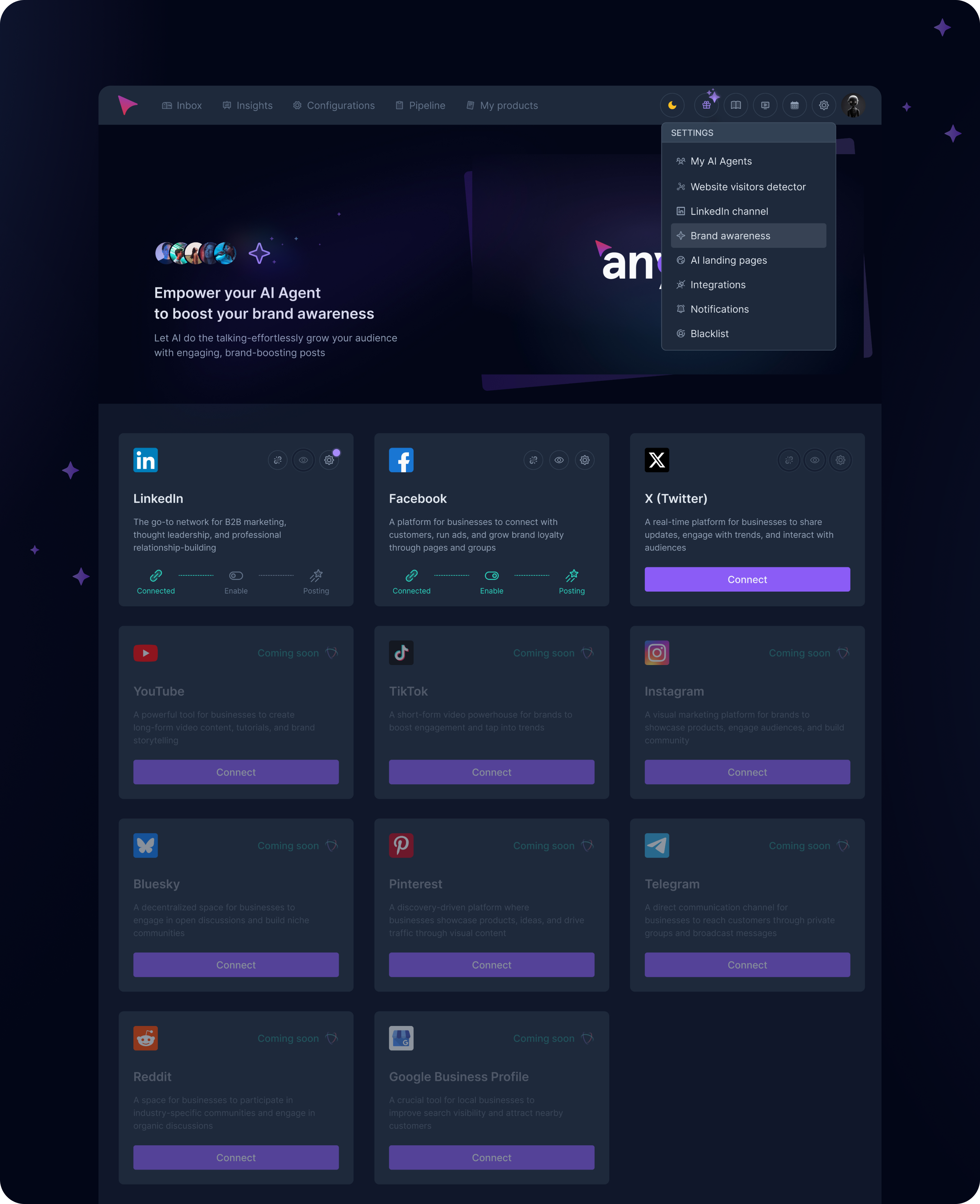 AnyBiz – Brand Awareness b2b brand awareness crm integration lead generation loader preview saas ui ux