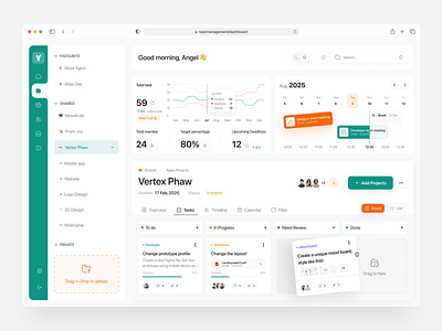 Designyow - Project Management Dashboard board dashboard design yow kanban modal design planner project project details project management project management dashboard saas saas dashboard task task board task details task list task management task management dashboard timeline to do list