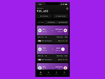 Stock gaming app UI design fantasy gaming app stock ui ui design ux ux design