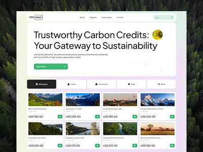 ESG Carbon | Your Gateway to Sustainability 3d branding carbon credits collection dashboard design eco engagement exchange graphic design light theme marketplace product design success page trustworthy ui uiux ux web design