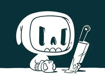 Little Reaper Character blake stevenson branding cartoon character design coffee cute design illustration jetpacks and rollerskates knife mascot reaper retro skull ui