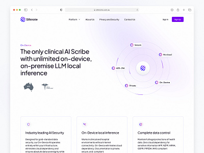 Silknote - Product Page ai ai scribe clinic website healtcare website health ui healthcare landing page llm med tech medical medical care medical landing page medicine saas syngri telehealth ui ux web web site