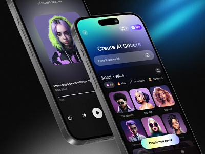 AI Music Cover – Music Generator 🎶 ai app design mobile app music app player product design sound app ui ux