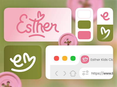 Esther: Logotype 3d animation branding graphic design kidswear lettering logo motion graphics pink ui