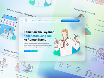 P-Health – Healthcare Landing Page Design🏡💙 branding design drug flat glass glassmorphobic graphic design health healthcare illustration landing page medical modern seamless sleek ui vaccine web website