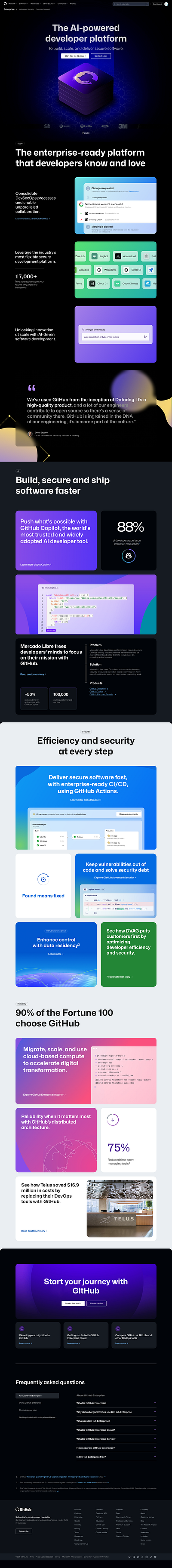 Landing page for AI powered developer platform ai animation app branding color dashboard design dribbble figma graphic design header illustration landing page logo mobile prototype typography ui website wireframe