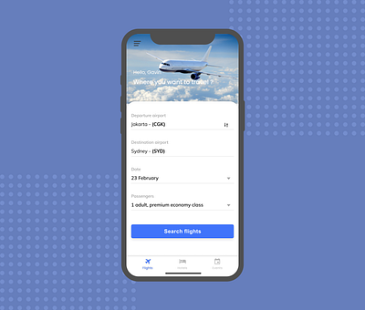 Flight booking exploration aircraft airplane app blue booking card clean concept design exploration figma flight ios mobile travel ui ux