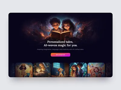 AI-Generated Fairytales – Landing Page Concept clean design education elearning home page homepage landing landing page landingpage mini minimal web design web site website